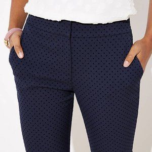 LOFT Navy Velvet Dot Skinny Ankle Pants - Marisa